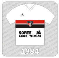 Camisa São Paulo FC 1984 - Le Coq Sportif - Sorte Já Carnê Tricolor