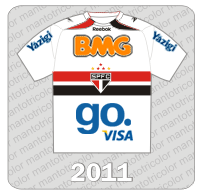 Camisa São Paulo FC 2011 - Reebok - BMG - Yazigi - Go Visa