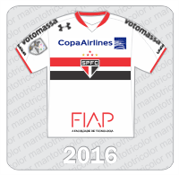 Camisa São Paulo FC 2016 - Under Armour - FIAP - Copa Airlines - Votomassa - Patch Libertadores 2016