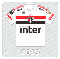 Camisa São Paulo FC 2019 -Adidas - Banco Inter - Urbano Alimentos - MRV - Patch Libertadores 2019