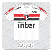 Camisa São Paulo FC 2020 -Adidas - Banco Inter - Urbano Alimentos - MRV - AOC -Cimentos Cauê