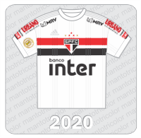 Camisa São Paulo FC 2020 -Adidas - Banco Inter - Urbano Alimentos - MRV - Cimentos Cauê - Patch Brasileirão 2020