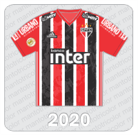 Camisa São Paulo FC 2020 - Adidas - Banco Inter - Urbano Alimentos - Cimento Cauê - MRV - Patch Brasileirão