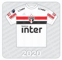 Camisa São Paulo FC 2020 -Adidas - Banco Inter - Urbano Alimentos - MRV - Patch Sulamericana 2020