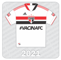 Camisa São Paulo FC 2021 - Adidas - Cimentos Cauê - Vacina FC