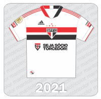 Camisa São Paulo FC 2021 - Adidas - Cimentos Cauê - Seja Sócio Torcedor - Patch Brasileirão 2021