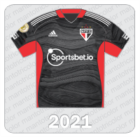 Camisa de Goleiro São Paulo FC - Adidas - 2021 - Sportsbet.io - Cimentos Cauê - Patch Brasileirão 2021