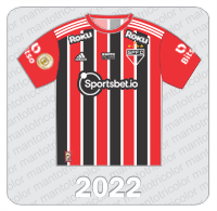 Camisa São Paulo FC 2022 - Adidas - Sportsbet.io - Roku - Socios.com #SPFC - Bitso - Patch Brasileirão 2022