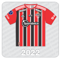 Camisa São Paulo FC 2022 - Adidas - Sportsbet.io - Roku - Socios.com #SPFC - Bitso - Patch Sulamericana 2022