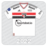 Camisa São Paulo FC 2022 - Adidas - Sportsbet.io - Roku - $SPFC Fan Token - Bitso - Patch Sul-Americana2022