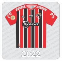 Camisa São Paulo FC 2022 - Adidas - Sportsbet.io - Socios.com #SPFC - Bitso - Patch Brasileirão 2022