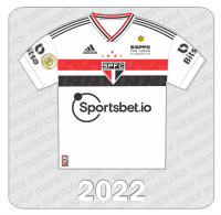 Camisa São Paulo FC 2022 - Adidas - Sportsbet.io - $SPFC Fan Token - Bitso - Patch Brasileirão - Estrela de Davi