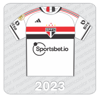 Camisa São Paulo FC 2023 - Adidas - Sportsbet.io - Bitso - Patch Brasileirão 2023