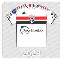 Camisa São Paulo FC 2023 - Adidas - Sportsbet.io - Bitso - Patch Sul-Americana 2023