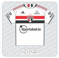 Camisa São Paulo FC 2023 - Adidas - Sportsbet.io - Bitso - Ademicon