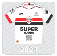 Camisa São Paulo FC 2024 - New Balance - Super Ajuda - Ademicon - #JuntospeloRS - Observatório da Discriminação Racial no Futebol
