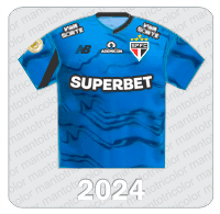 Camisa de Goleiro São Paulo FC - New Balance - 2024 - Superbet - Ademicon - Viva Sorte - Patch Brasileirão 2024
