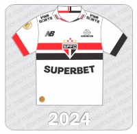 Camisa São Paulo FC 2024 - New Balance - Superbet - Ademicon - Viva Sorte - Patch Brasileirão 2024