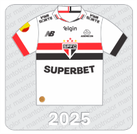 Camisa São Paulo FC 2025 - New Balance - Superbet - Ademicon - Viva Sorte - Elgin - FPF
