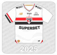 Camisa São Paulo FC 2025 - New Balance - Superbet - Ademicon - Consórcio do São Paulo FC - Elgin