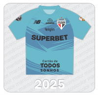 Camisa de Goleiro São Paulo FC - New Balance - 2025 - Superbet - Ademicon - Elgin - Cartão de Todos Sonhos - Patch Libertadores