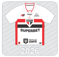 Camisa São Paulo FC 2026 - New Balance - Superbet - Ademicon - Elgin - Moto da Gente